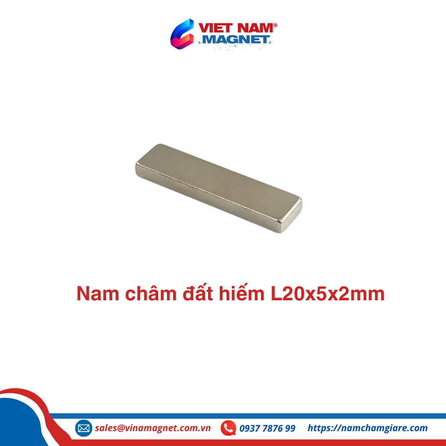 Nam châm đất hiếm L20x5x2mm